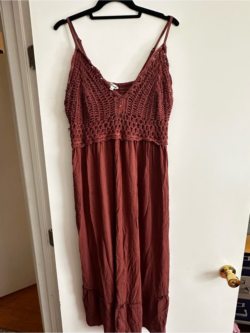 Blush Crochet Bodice Maxi Dress in Rust